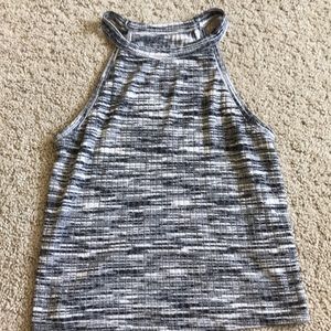 Grey, whit, black tank top.